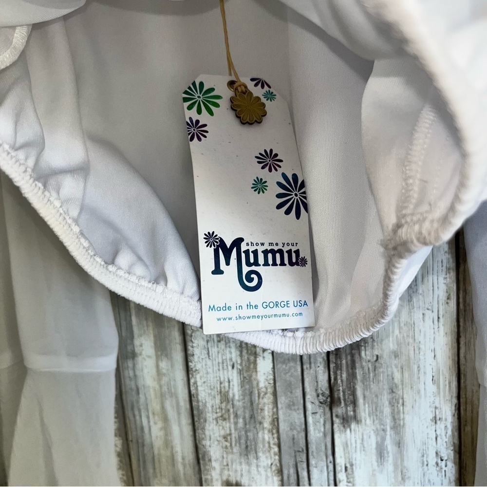 NWT Show Me Your Mumu Love Spell White Ruffle Off Shoulder Crop Top Boho Small - Picture 6 of 7